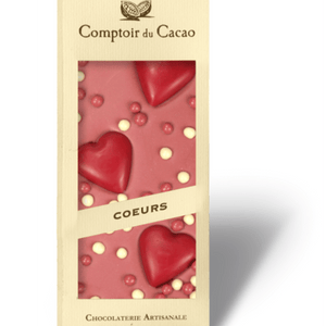 Comptoir du Cacao Holiday Chocolate Bars Ruby Chocolate with Hearts - BKLYN Larder