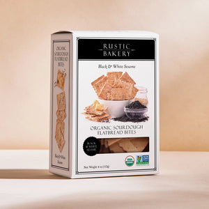 Rustic Bakery Olive Oil Sel Gris Flatbread Bites Black & White Sesame Bites - BKLYN Larder