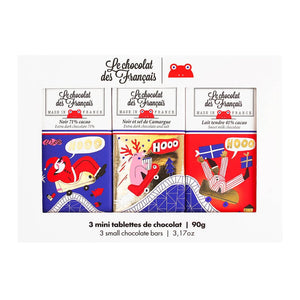Le Chocolat des Français Holiday Gift Boxes Three Mini Christmas Bars - BKLYN Larder