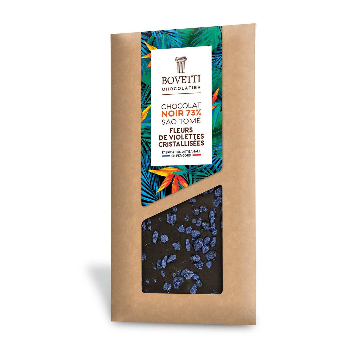 Bovetti Chocolate Bars 73% Sao Tome Chocolate with Crystalized Violets - BKLYN Larder