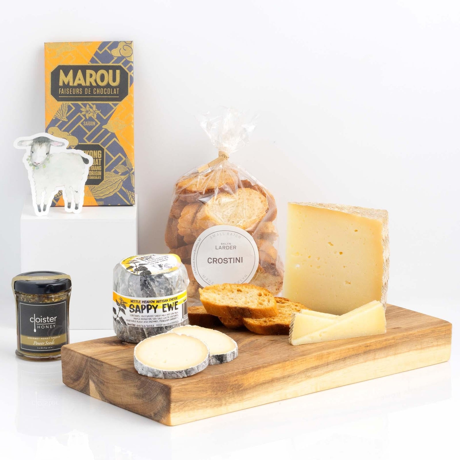 A BKLYN Larder cheese-board gift basket available for nationwide shipping
