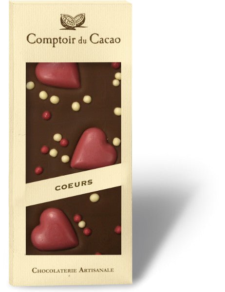 Comptoir du Cacao Holiday Chocolate Bars 36% Milk Chocolate with Hearts - BKLYN Larder