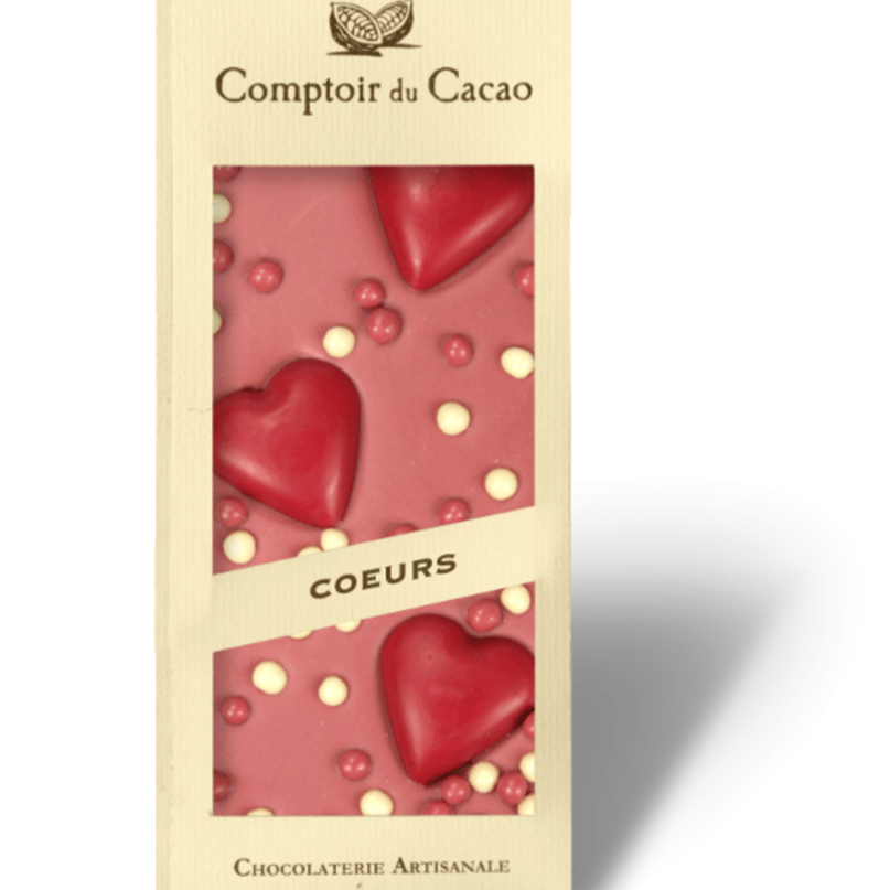 Comptoir du Cacao Holiday Chocolate Bars Ruby Chocolate with Hearts - BKLYN Larder