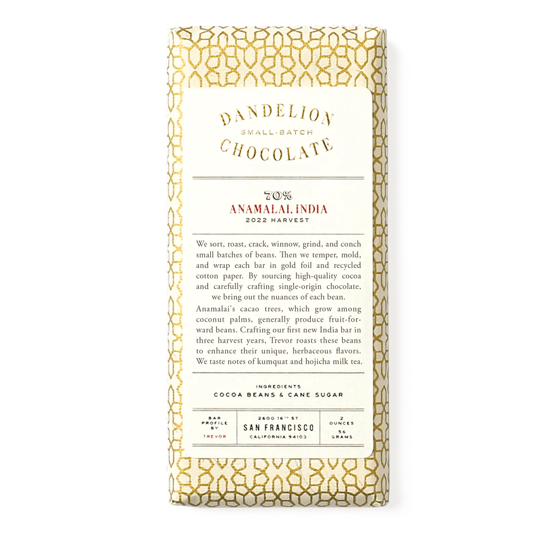 Dandelion Chocolate Anamalia India 70% - BKLYN Larder