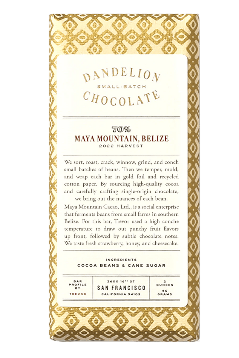Dandelion Chocolate Maya Mountain Belize 70% - BKLYN Larder