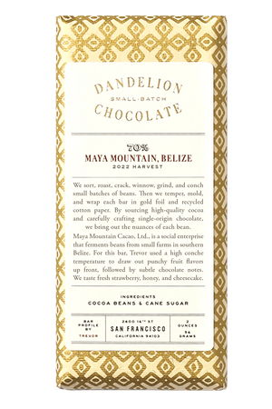 Dandelion Chocolate Maya Mountain Belize 70% - BKLYN Larder