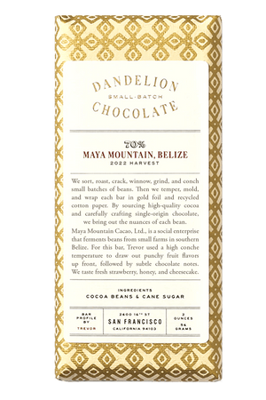 Dandelion Chocolate Maya Mountain Belize 70% - BKLYN Larder