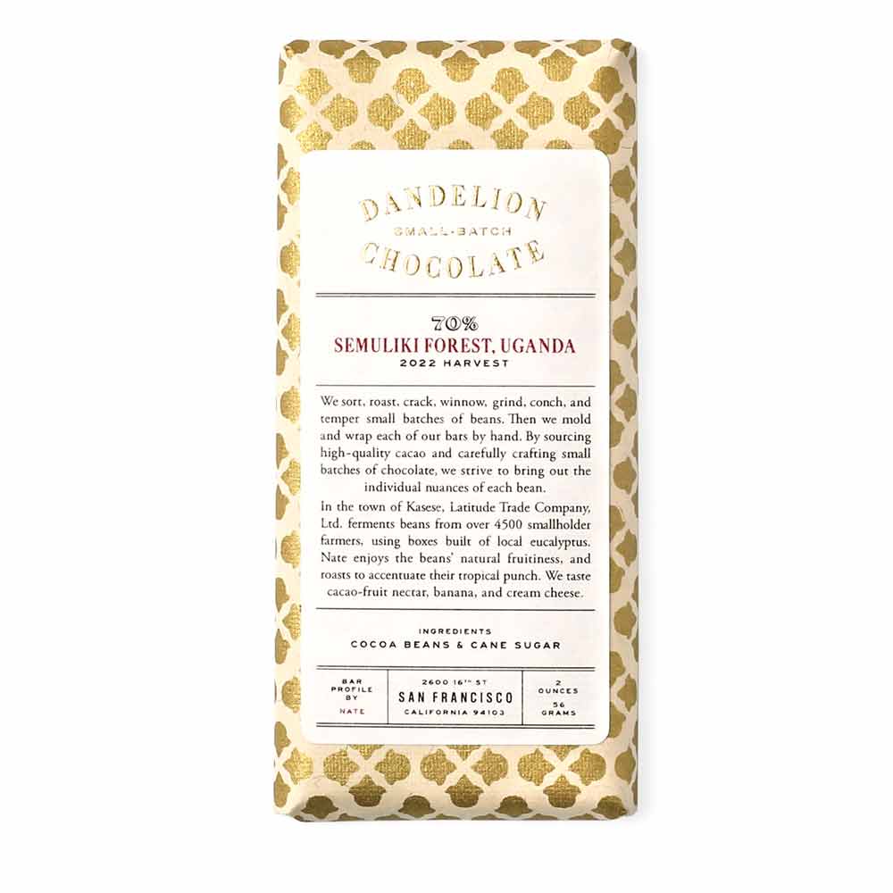 Dandelion Chocolate Semuliki Forest, Uganda 70% - BKLYN Larder