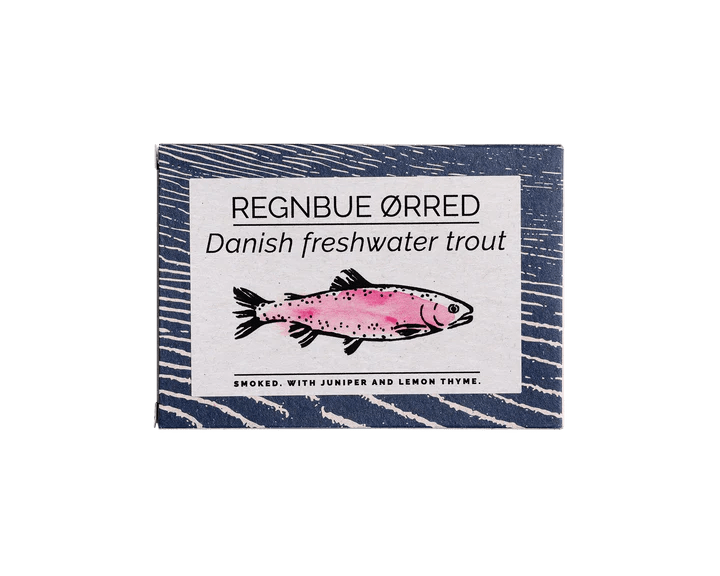 Fangst Tinned Seafood Regnbue Ørred Danish Freshwater Trout Smoked with Juniper & Lemon - BKLYN Larder