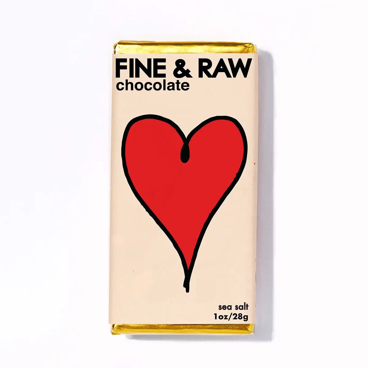 Fine & Raw Holiday Chocolate Heart Sea Salt Chocolate Bar - 1 oz - BKLYN Larder