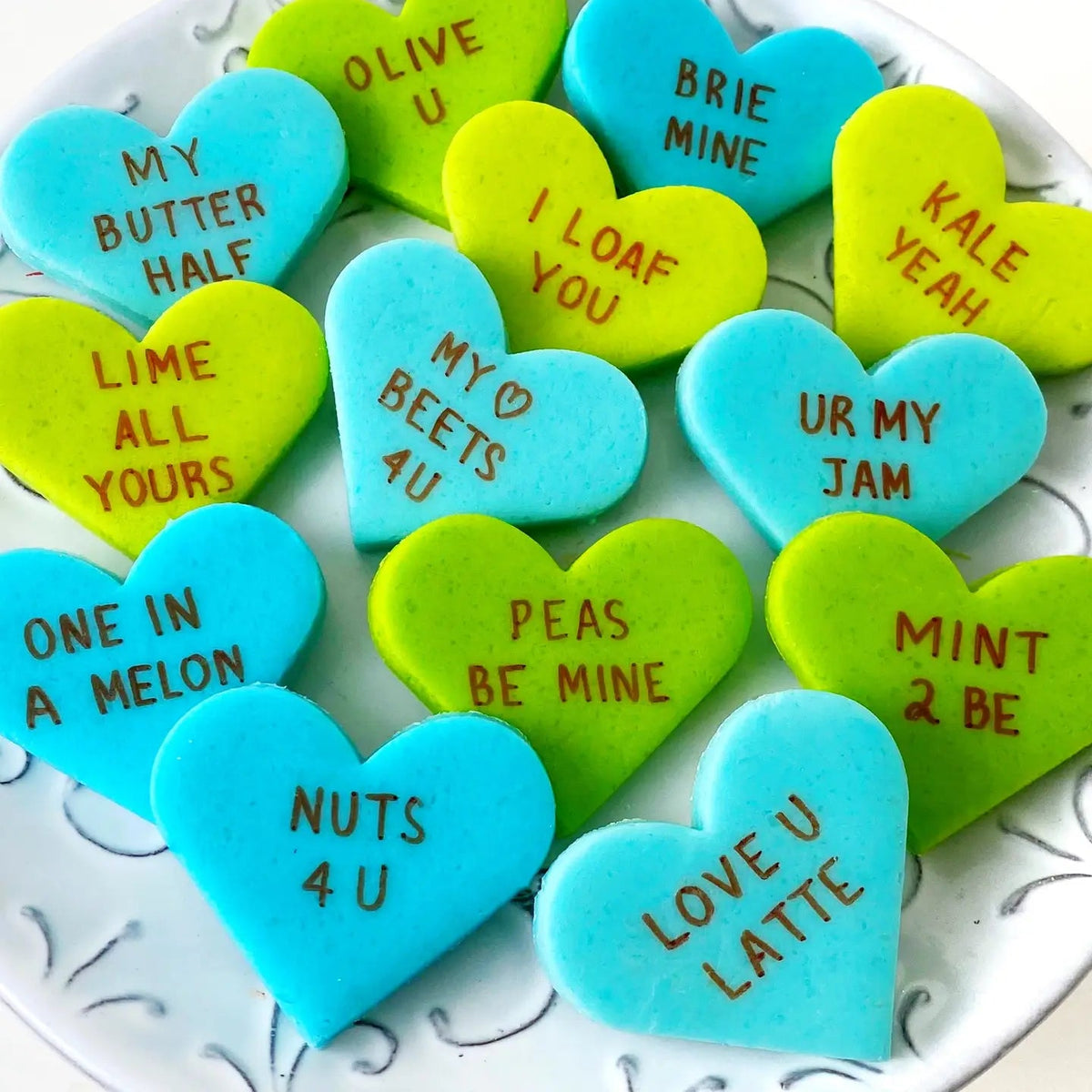 Valentine Marzipan Candy Hearts - Food Sayings - BKLYN Larder