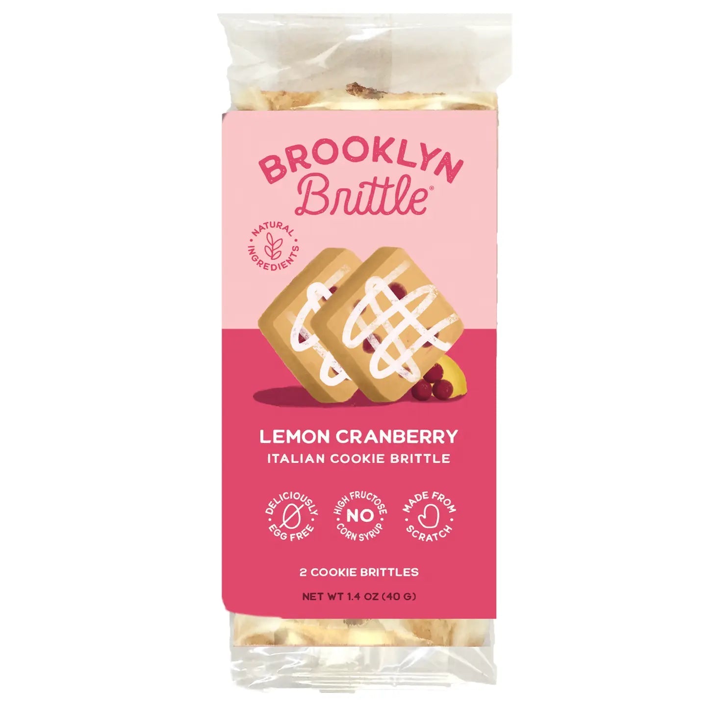 Brooklyn Brittle Snack Pack Lemon Cranberry - BKLYN Larder