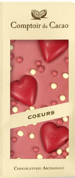 Comptoir du Cacao Holiday Chocolate bars Ruby Chocolate bar with hearts - BKLYN Larder
