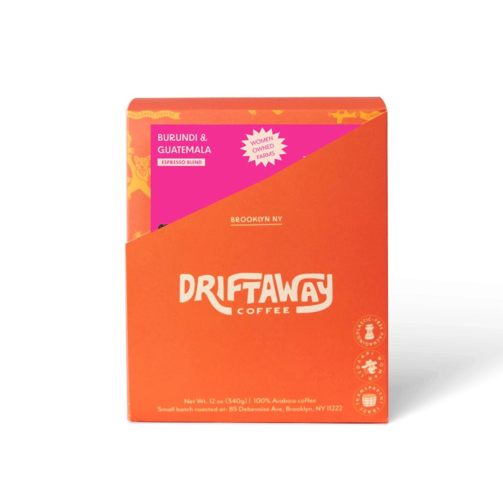 Driftaway Coffee Beans All Woman Produced Espresso Blend 12 oz Whole Bean - BKLYN Larder