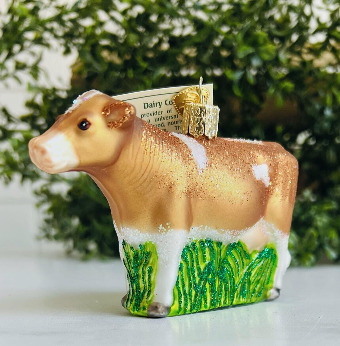Glass Dairy Cow Christmas Ornament Brown Cow - BKLYN Larder