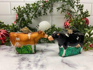 Glass Dairy Cow Christmas Ornament Brown Cow - BKLYN Larder