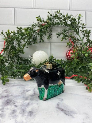 Glass Dairy Cow Christmas Ornament Black Cow - BKLYN Larder
