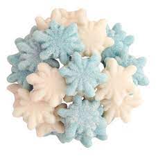 Holiday Gummy Candy Bags Blue and White Glitter Snowflakes - BKLYN Larder